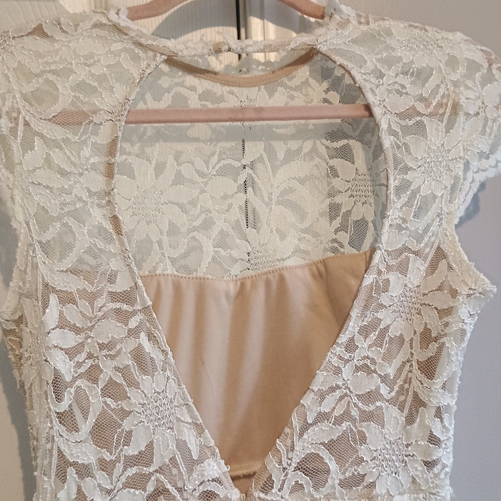 Jump Apparel Ivory Lace Dress XS Open Back Sleeveless Cocktail Party Wedding - Picture 6 of 16